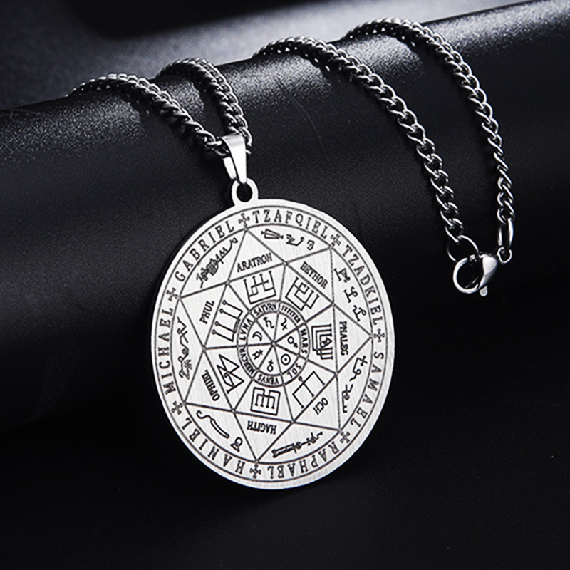 Wicca 7 Archanges Sceau Charme Colliers Hommes Femmes Witchcra Pentagramme Pendentif Surnaturel Amulette Magique Protection Talisman