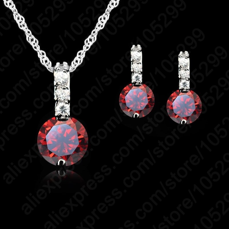 Women Beauty Jewelry Set 925 Sterling Silver Cubic Zircon Pendant Necklace/Earring Women Sets