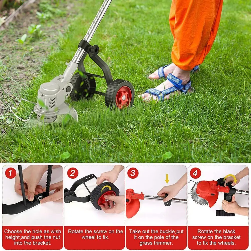 Grass String Trimmer Adjustable Support Wheel Universal Lawn Mower Wheel For Improving Work Efficiency Mower Maintenance