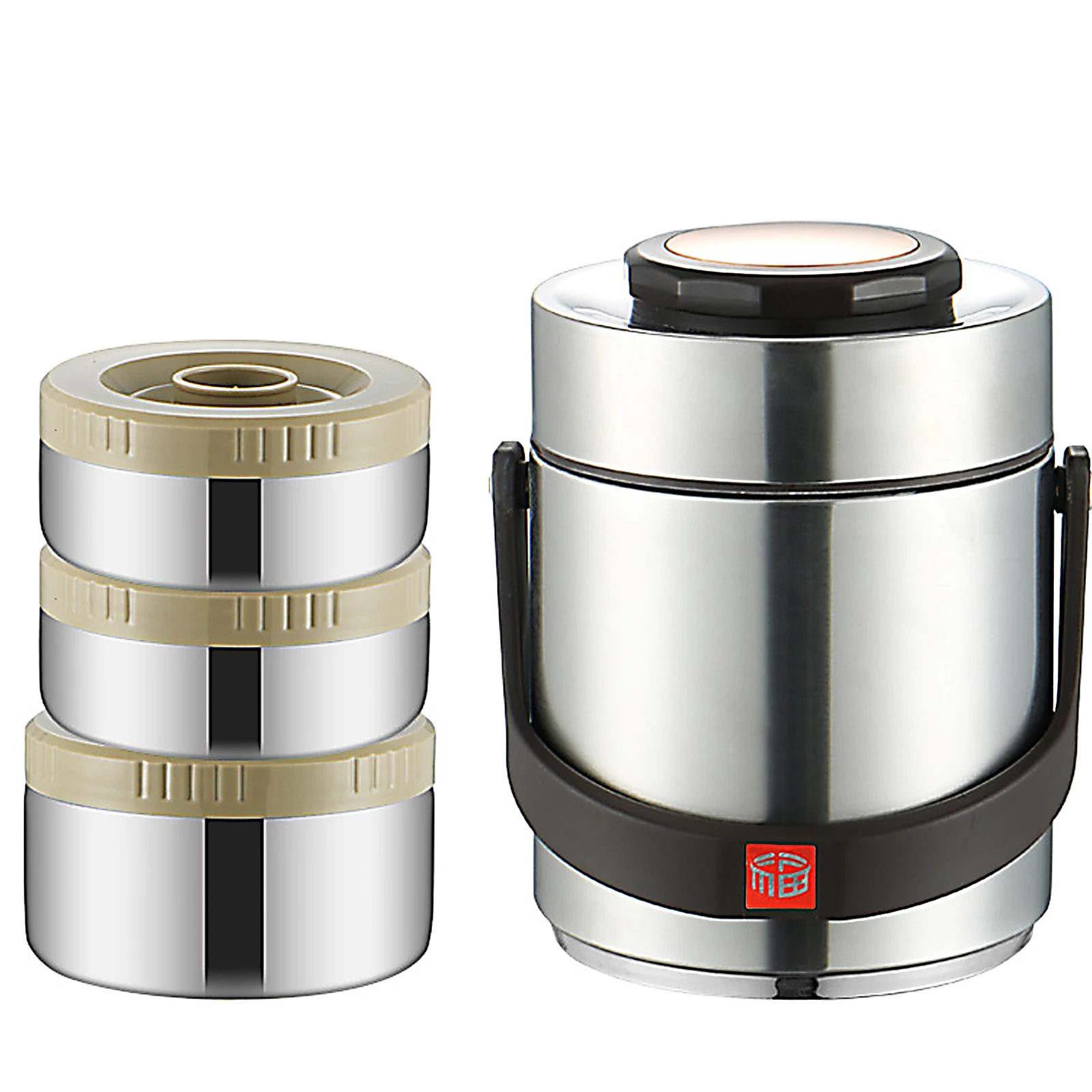 304 stainless steel insulation bucket insulation lunch box 3 layers 2L: Silver