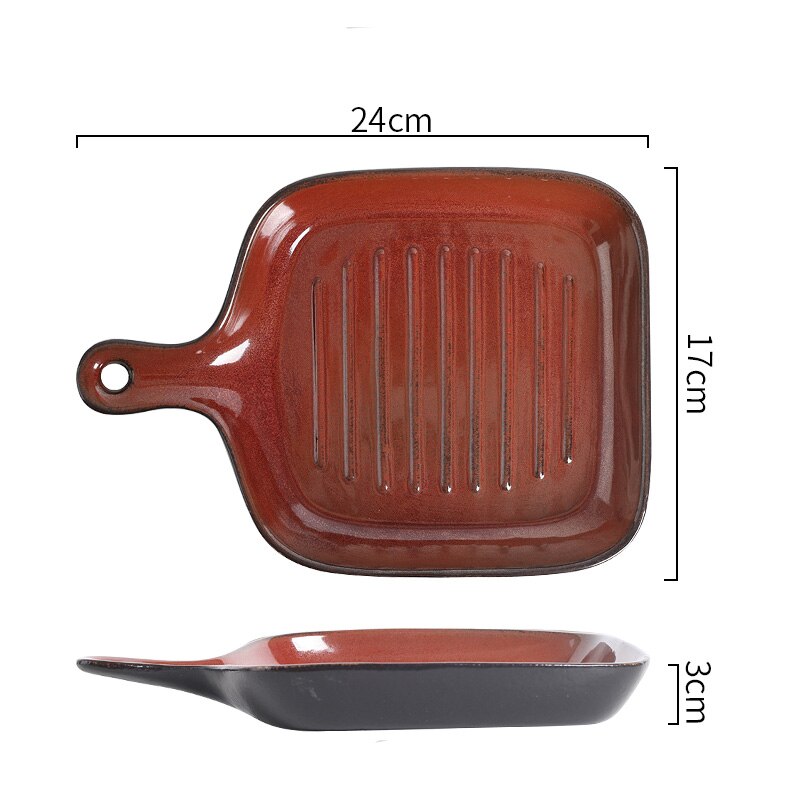 FANCITY Home baking trays, ceramic handle plates, oven baking, rice plates, dish plates: 3