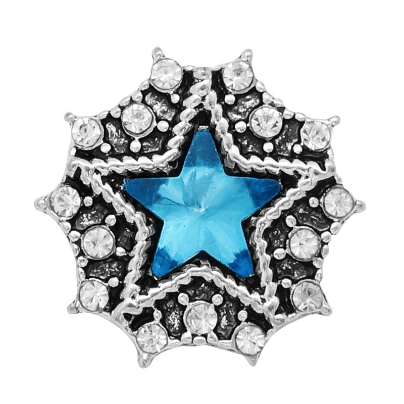 Beauty Rhinestone Star 18Mm Snap Knoppen Fit Snap Armband Snap Sieraden KZ2007: crystal