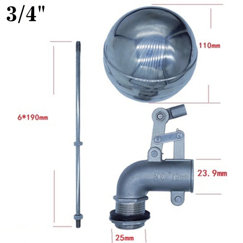 1/2" 3/4" 1" Stainless Steel 304 Adjustable Float Valve Water Tank Bend Elbow Floating Ball Valve Flow Cistern/Expansion