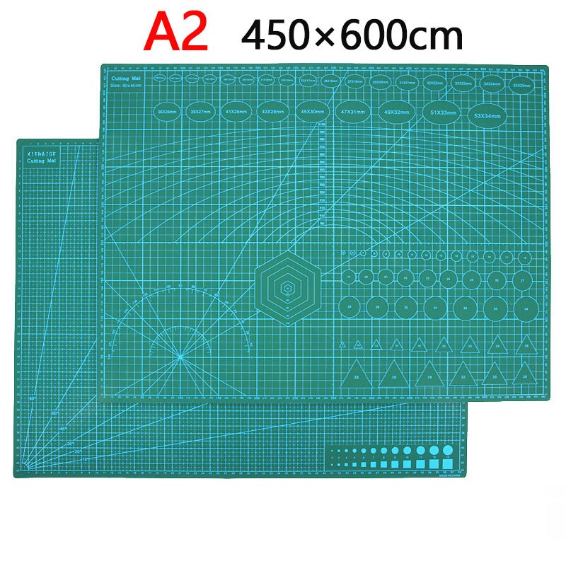 A2 a3 farve pvc skæreunderlag patchwork cut pad  a3 patchwork værktøjer manuel diy værktøj skærebræt dobbeltsidet selvhelbredende: Grøn  a2