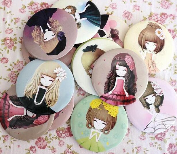 2pcs/lot Girl mini pocket makeup mirror cosmetic compact mirrors espelho de maquiagem espejos de bolsillo