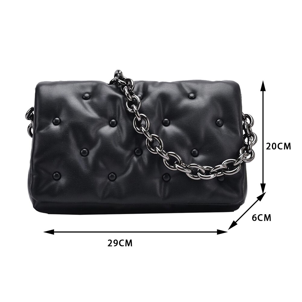 retro Stepp Große Kapazität Unterarm Kupplungen Frauen Leder Dicke Kette Schulter Tasche lässig Täglichen Reise Weibliche Handtaschen