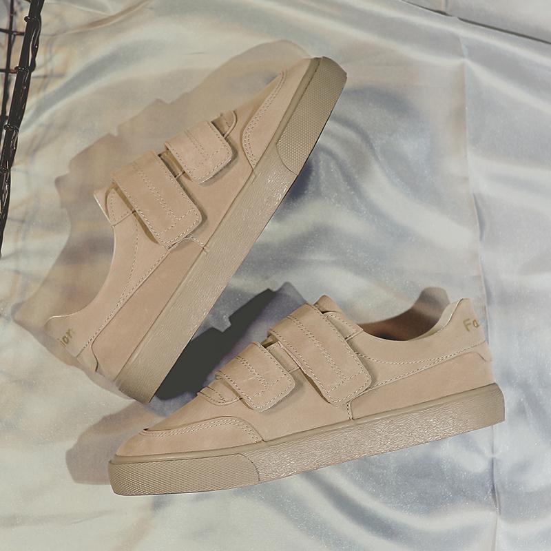 Damesko ensfarget krokløkke alle matcher lavt semsket skinn vanntette jente joggesko grunnleggende stil beige grå sko aa -347