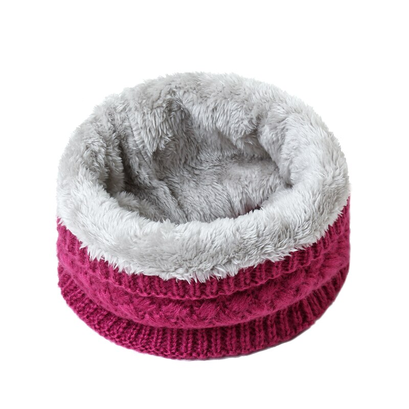 Unisex Winter Sjaal Vrouwen Warm Bont Dikke Snood Gebreide Ring Sjaals Kinderen Outdoor Solid Cashmere Beanie Bufanda: WJ75-11
