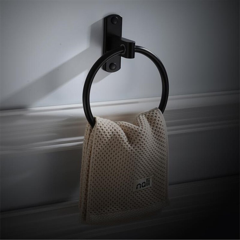 Toalla negra anillo toallero europeo toalla Circular anillo colgante accesorios de baño antiguos