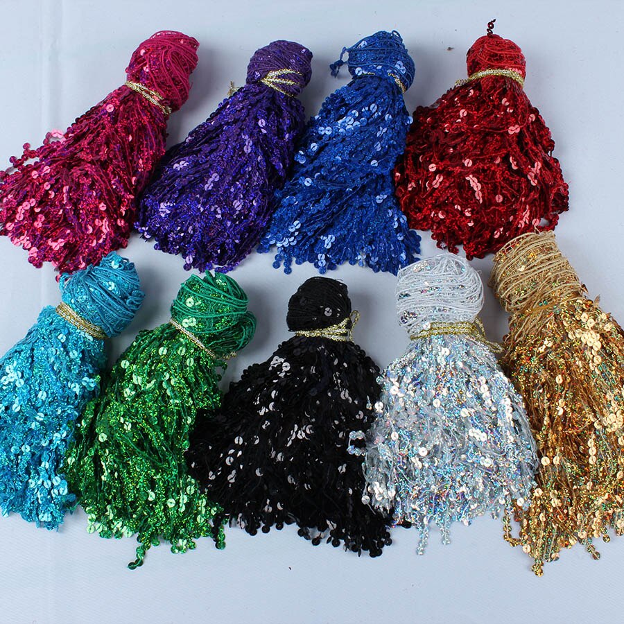 Rideau décoratif en dentelle avec franges et paillettes holographiques, accessoires pour vêtements, Patchwork, bricolage, 6, mètres/lot