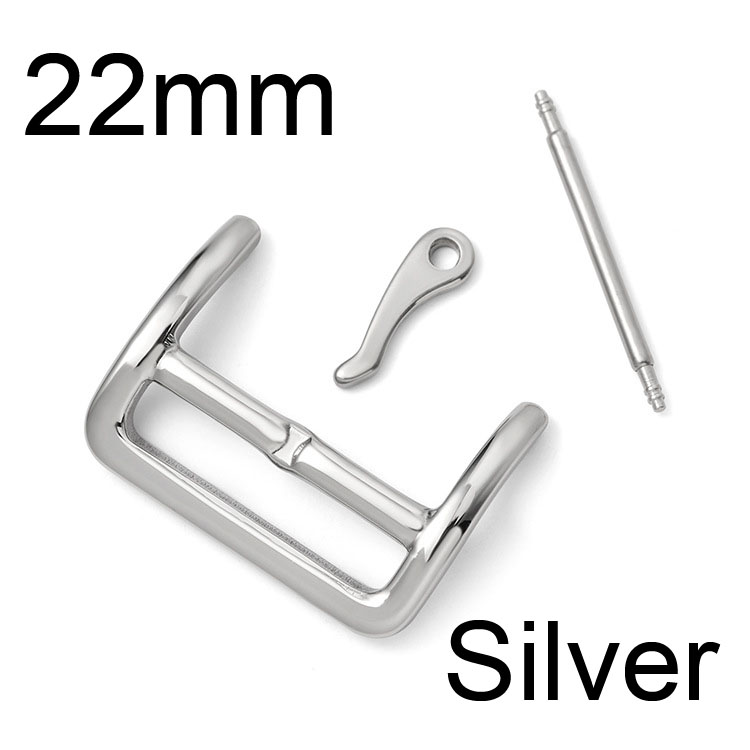 Stainless Steel Watch Strap Buckle 16mm 18mm 20mm 22mm 316L Glossy Polish Replacement Watchband Clasp Band Repair Tool Part: 22mm Silver