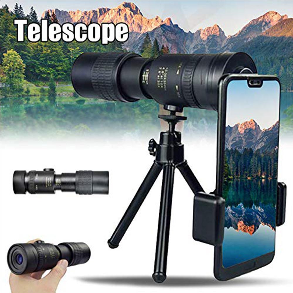 4k 10-300x 40mm bärbart zoommonokulärt teleskopstelefon bärbart zoommonokulärt teleskop+stativ+klippmobiltelefonlins