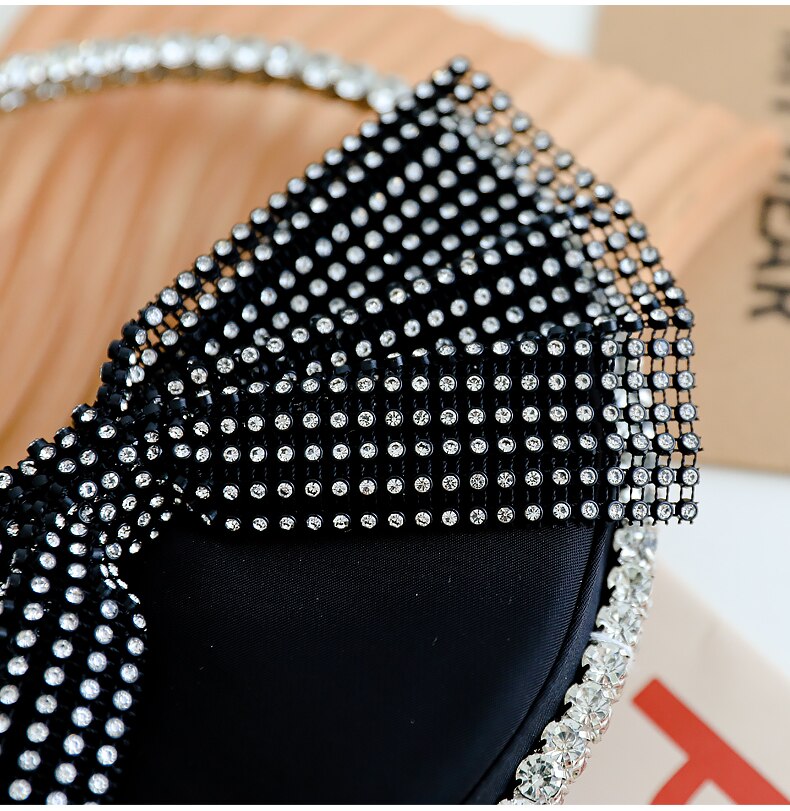 Diamant Ronde Boog Party Vrouwen Clutch Avondtasje Luxe Portemonnees En Handtassen Chic Vrouwelijke Top Handvat Zwarte Tas Bruiloft