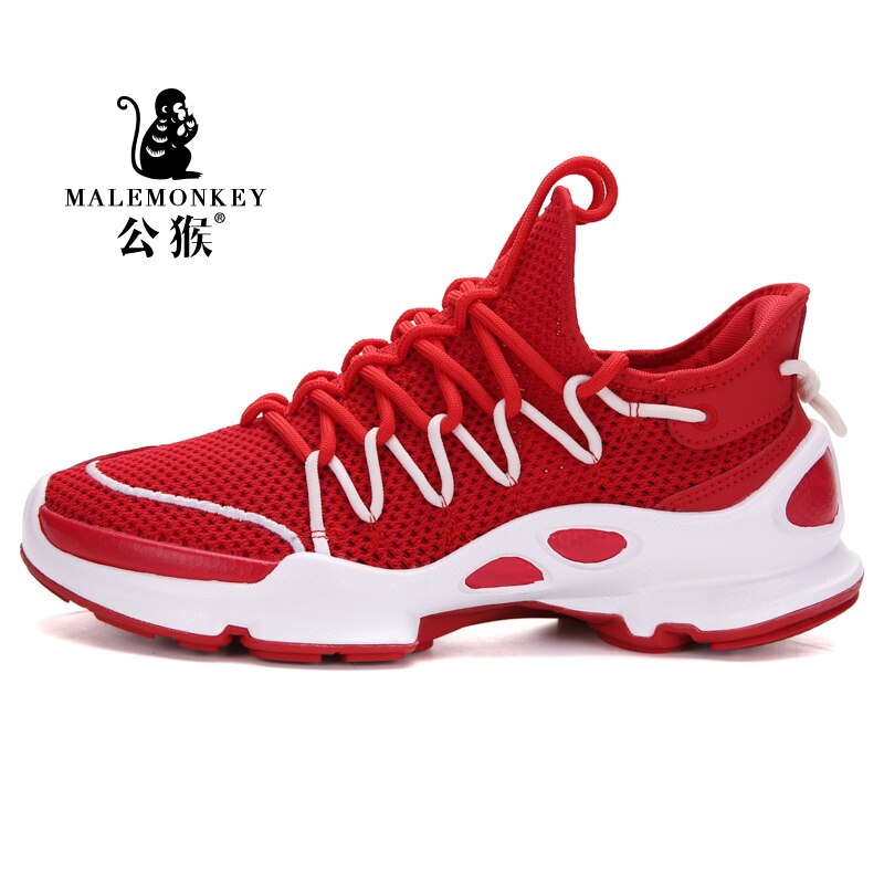 Komfortable sko herre efterår åndbare stilfulde gymnastiksneakers til unisex flade snøre mænd sko sort  f134-ls008: Rød / 43