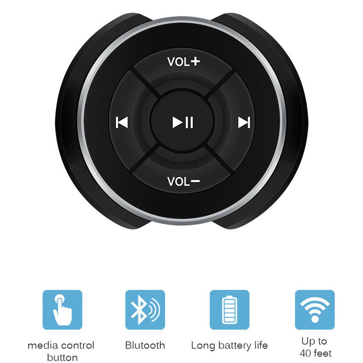 Car Wireless Media Button Steering Wheel Mount Music Remote Control For Phone Tablet