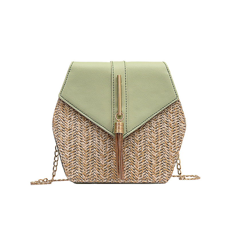petit sac nouvelle plage paille sac chaîne sac de messager gland femmes en cuir bandoulière sac à bandoulière sac à main sacs à main: green