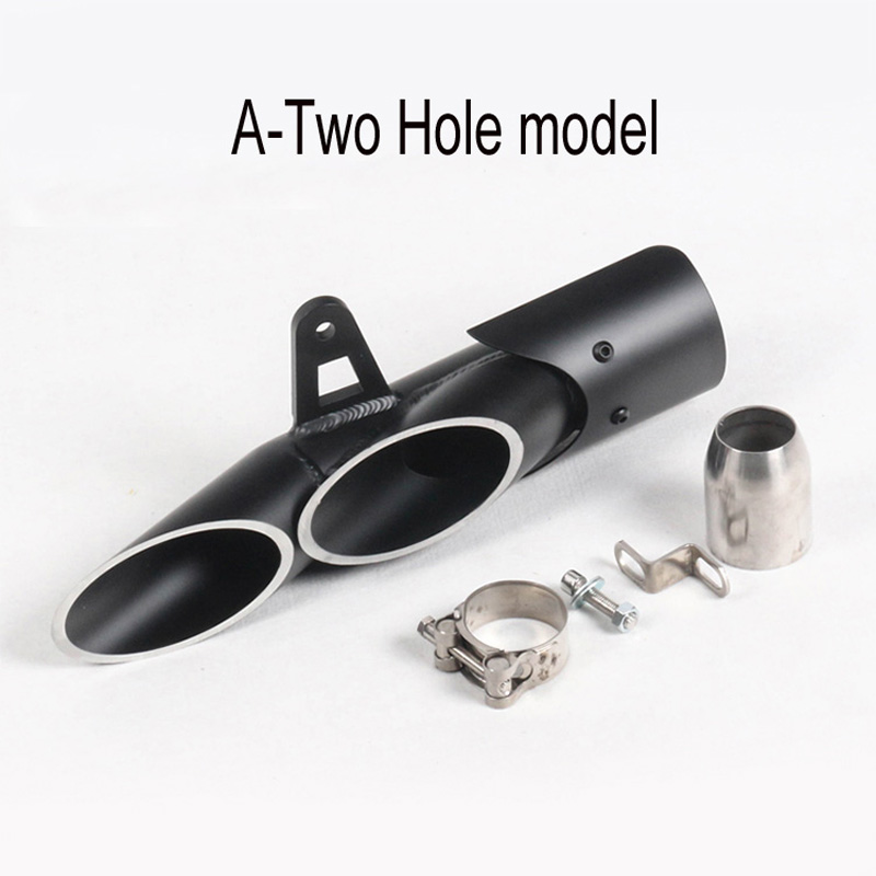 Motorcycle Exhaust Muffler Carbon Fiber Double Down Slip-On Exhaust Escape Moto For R6 Z900 zx6r cbr500r gsxr1000r: A-