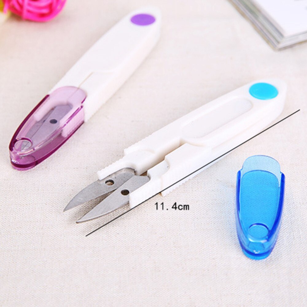 Stainless Steel Cross Stitch Scissors With Cover Snip Thread Cutter Home Garden Arts Crafts U Type Scissors Sewing Tools