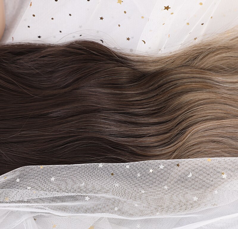 Pelucas de ondas naturales ALAN EATON con flequillo negro Beige gris pelucas largo sintético para mujeres pelo de fibra resistente al calor
