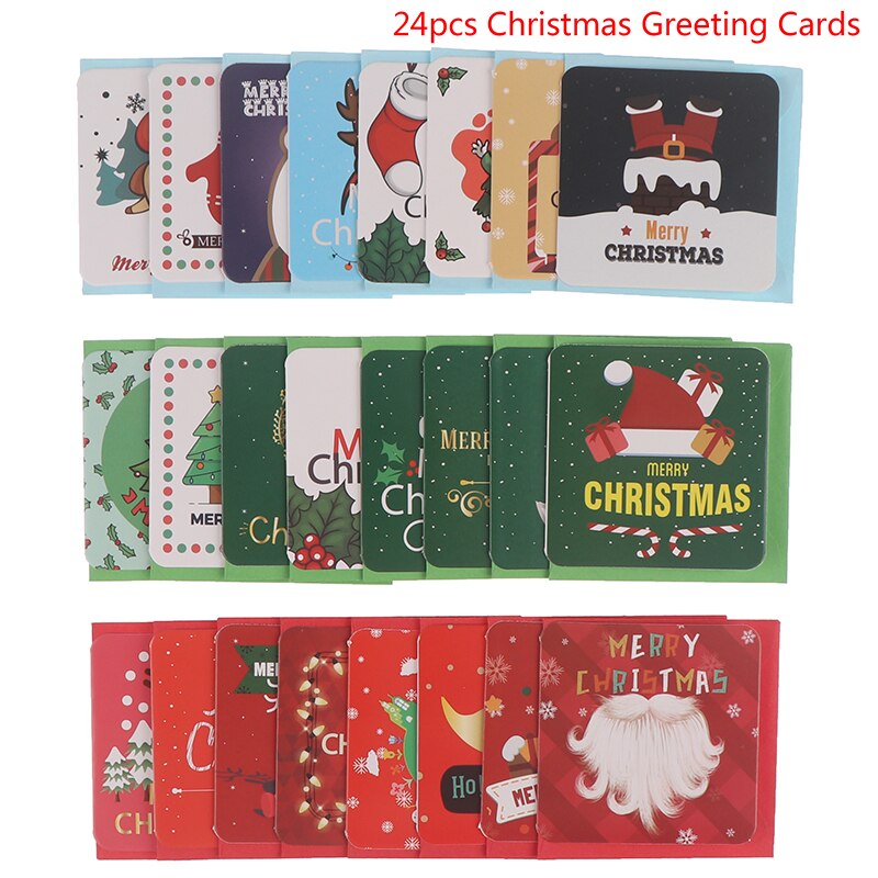 24pcs/lot Merry Christmas Greeting Cards Party Invitations Year Greeting Card Xmas Postcard for Party Suppilies: Default Title