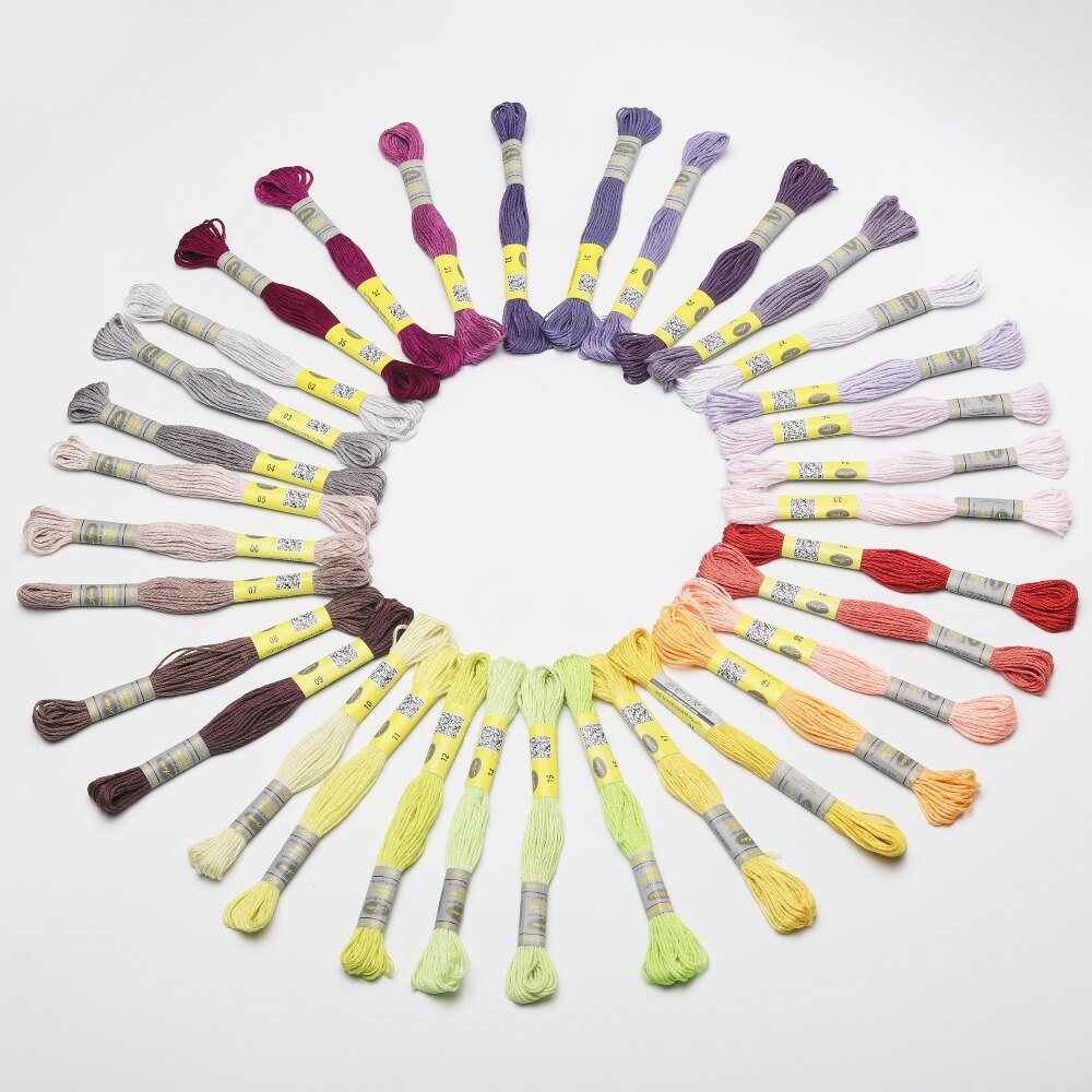 mm 35 DMC Colors Cotton Floss Cross stitch Embroidery Thread 6 strands Double Mercerized Singed Egyptian long fiber Cotton