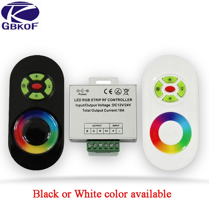 DC 12V-24V 18A RGB Controller for 3528 5050 RGB LED Strip Light Wireless RF Touch Panel Dimmer RGB Remote Controller