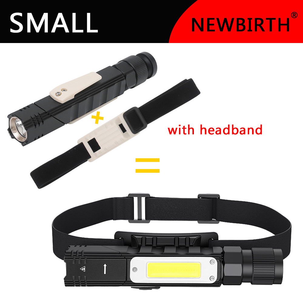 LED+COB Red and White Light 360° Adjustable USB Charging Rotating Belt Magnetic Inspection Outdoor Strong Light Flashlight: With light strip