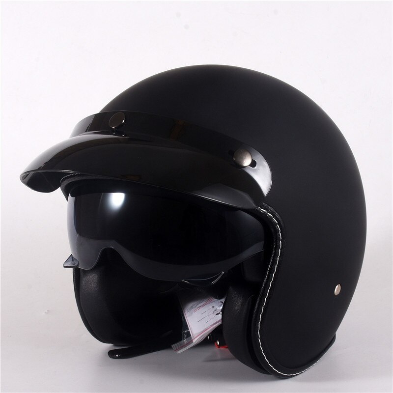 Motorcycle Helmets Electric Bicycle Helmet Open Face dark Lens Men Women Scooter Motorbike Moto Bike Helmet XS size: Matte Black / XL
