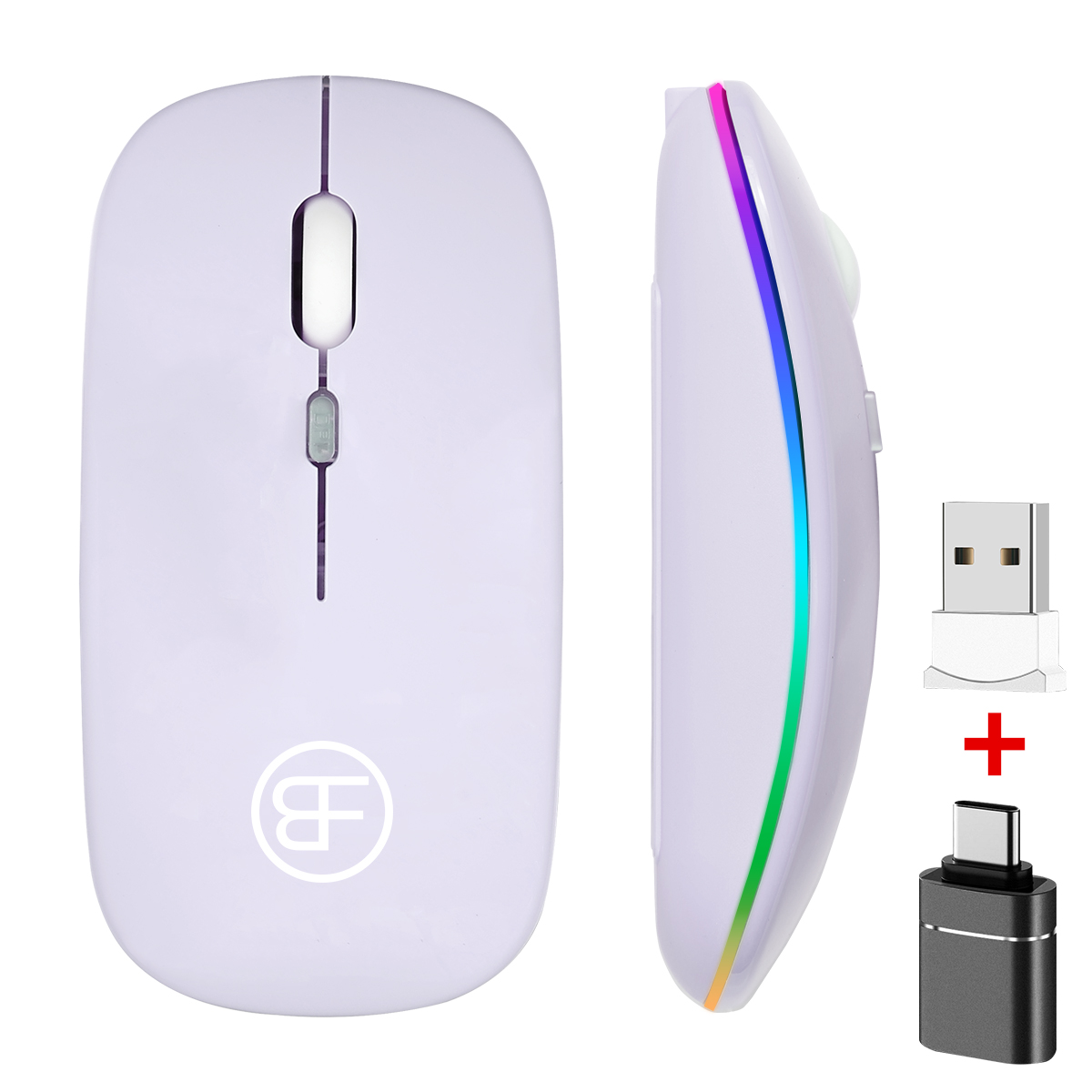 Souris sans fil rvb souris Rechargeable souris d'ordinateur sans fil LED rétro-éclairé souris de jeu ergonomique pour ordinateur portable: Marron