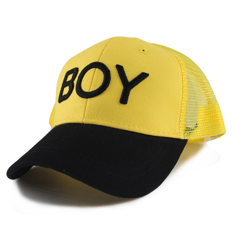 Child Summer Ventilation Boys Baseball Cap For Kids Colorful Cool Children Letter Hat Caps Adjustable Girl Hats: Yellow
