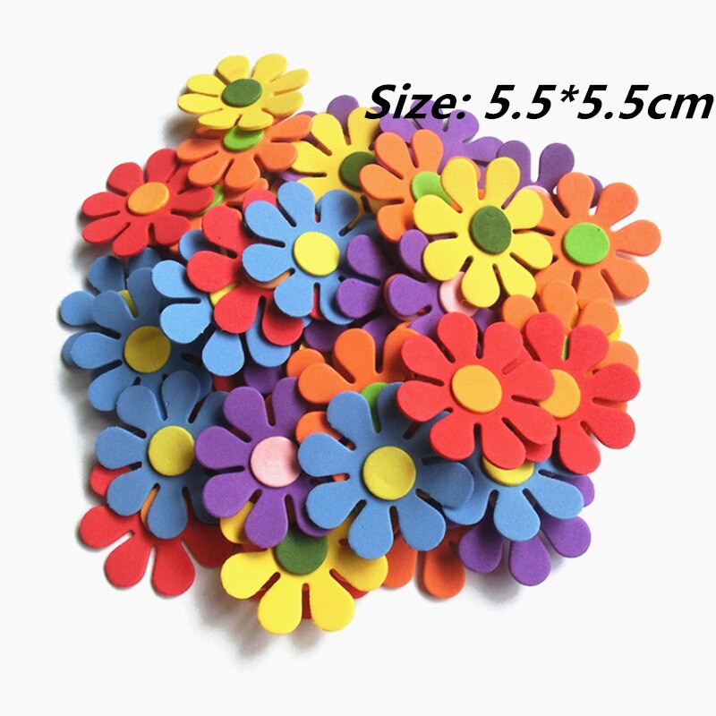 50Stck/30Stck Schaum Blumen Schmetterlinge Sterne Scrapbooking DIY Aufkleber Verschiedene Farben freundlicher Zimmer Party Dekor Kindergarten handwerk: 50Stck Blumen