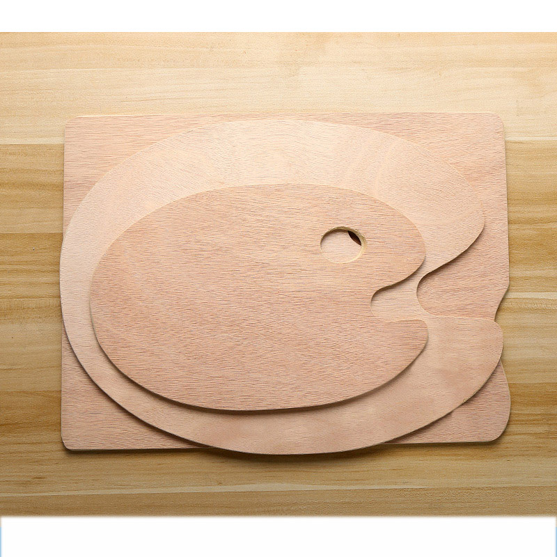 Elliptical wood painting palette palette for oil painting gouache acrylic pigment beginner student art supplies