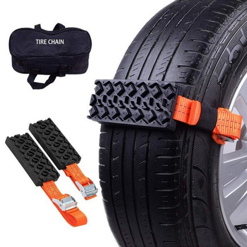 Bloques de tracción de neumáticos de coche antideslizantes, correas de cadena de arena y barro para nieve, hielo y barro, de PU, duraderas, con bolsa, 1/2/4 Uds.