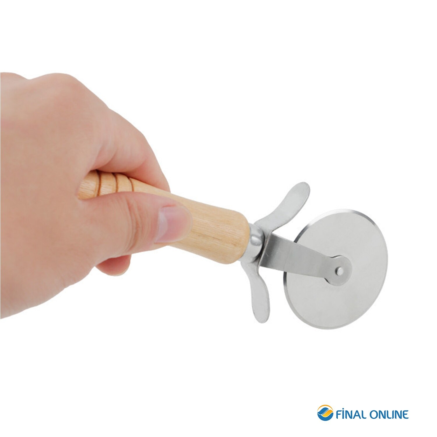 Finally Stainless Wooden Handle Metal Dough Cutter Single Blade