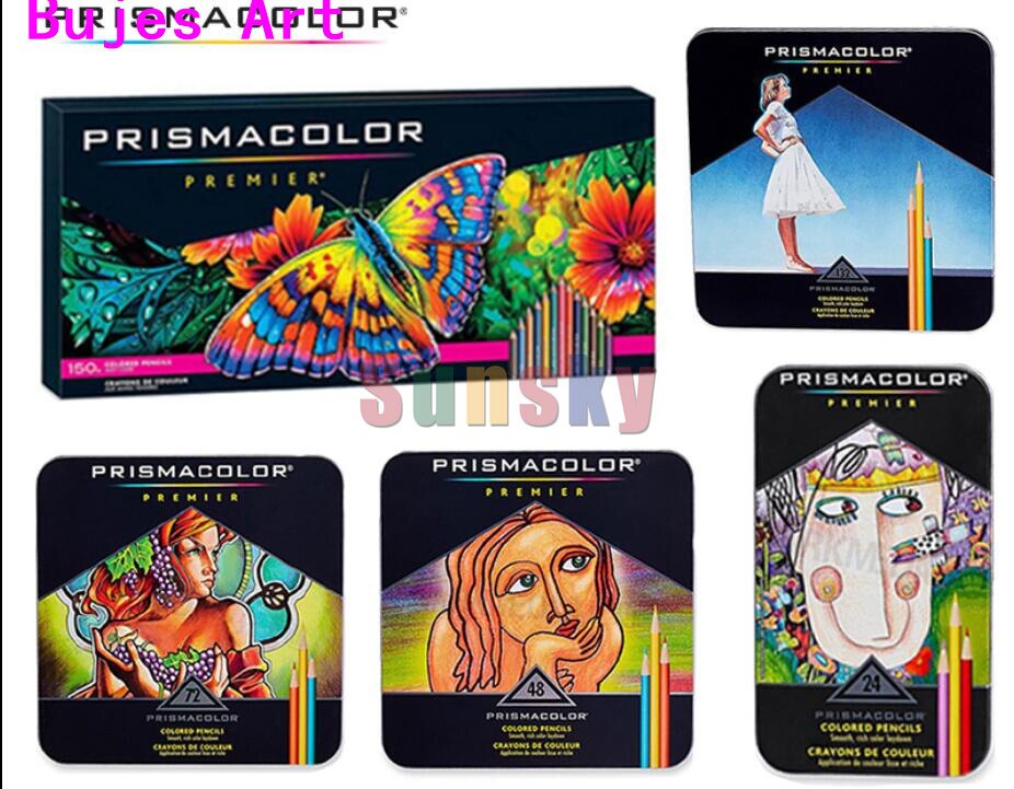 Prismacolor Premier Oily Colored Pencils 24/48/72/132/150 color Tin Box Set Soft Core Portrait Skin color