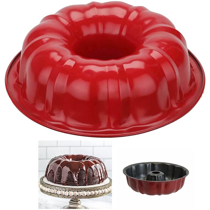 Round Non Stick Fluted Cake Pan Tin Ring Round Baking Tray Bakeware Mould Pan for Donut, Muffin, Cake, Cookie, Pudding