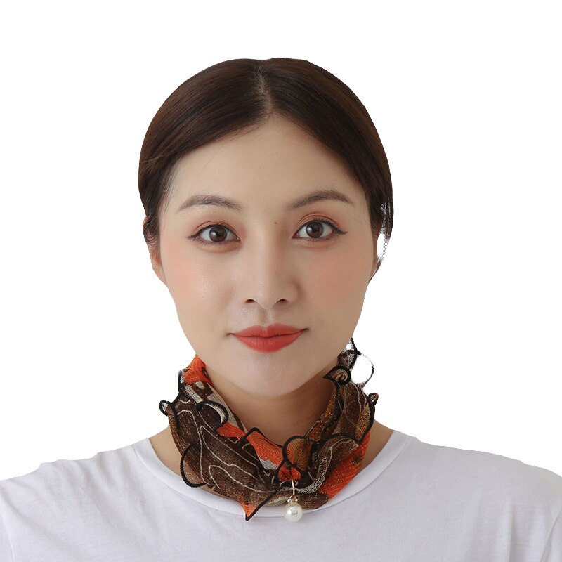 Bufandas de encaje de perlas variedad de bufandas, bufandas para el cuello para mujer, pañuelos para el pelo con impreso, pañuelo para la cabeza, bufandas para el cabello para niña: H11