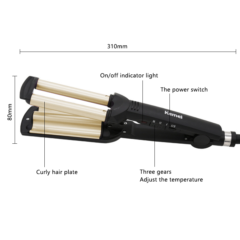 Hair Wave Curling Wand Iron Ceramic Triple Barrel Electric Automatic Rotating Hair Curler Styling Tools For Wet&amp;Dry