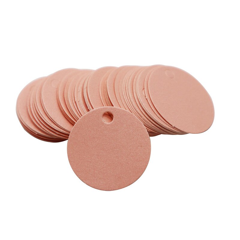Rosa runda pappersetiketter kraftpappersetiketter prislappar bröllopsetikett handgjorda etiketter etiketter märke diy pappersetiketter 50 st/lot: Rosa