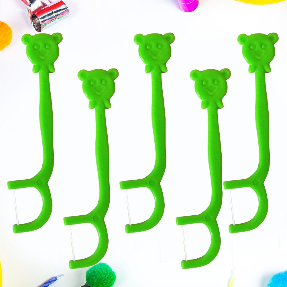 100PCS Floss Sticks Portable Cute Cartoon Handle OralFloss Floss Pick Teeth Cleaner for Children Boys Kids