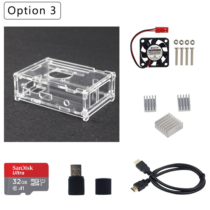 Transparant Acryl Plastic Duidelijke Doos + Koelventilator + Heatsinks Voor Oranje Pi Pc/Oranje Pi Pc Plus: Option 3