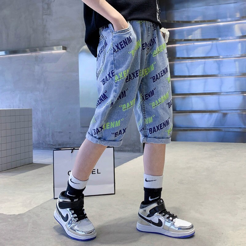Boys Textured Jacquard Shorts Blue White