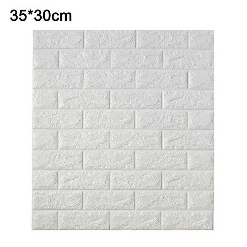 1pcs 3D Brick Wallpaper Waterproof Waterproof Contact Paper Doors For Living Room Bedroom Background Foam Wall Decoration: B white