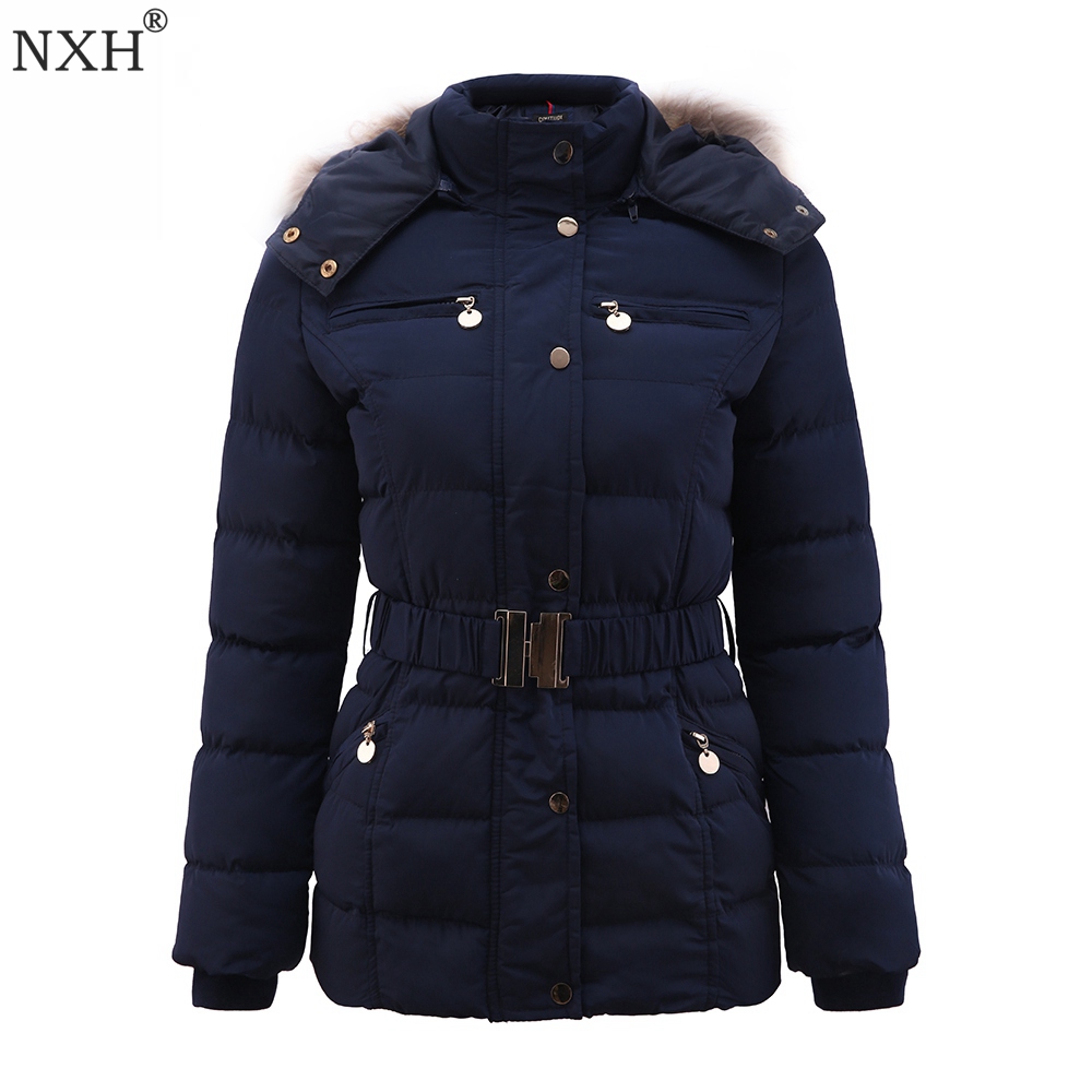 Winterjas voor dames, dikke jas met verstelbare taille, zakken, bontkraag, warme damesjassen, rits aan de onderkant, slanke kleding van het merk