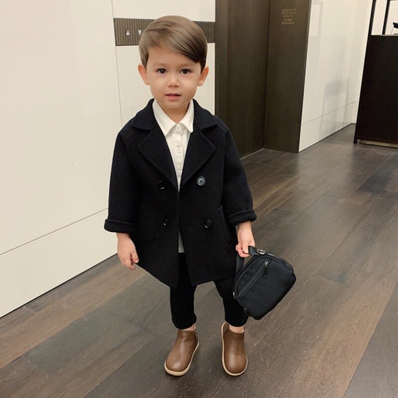 Jongen Meisjes Wollen Jas Winter Katoen Lange Jassen Kid's Bovenkleding Kleding Peuter Kinderen Kleding Casual Turn-down Kraag plaid: J0401 / 6T