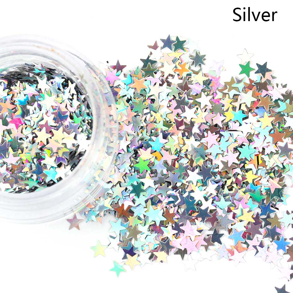 1 doos 3D Super Mermaid Eye Glitters Star Nail Gezicht Lichaam Oogschaduw Fonkelende Pailletten Rhinestone Glitters Dance Party Decoraties: Silver