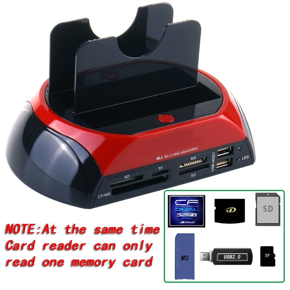 All in One Dual Slots USB 2.0 To SATA IDE HDD Docking Station With Card Reader For 2.5 3.5 Inch IDE SATA Hard Drive