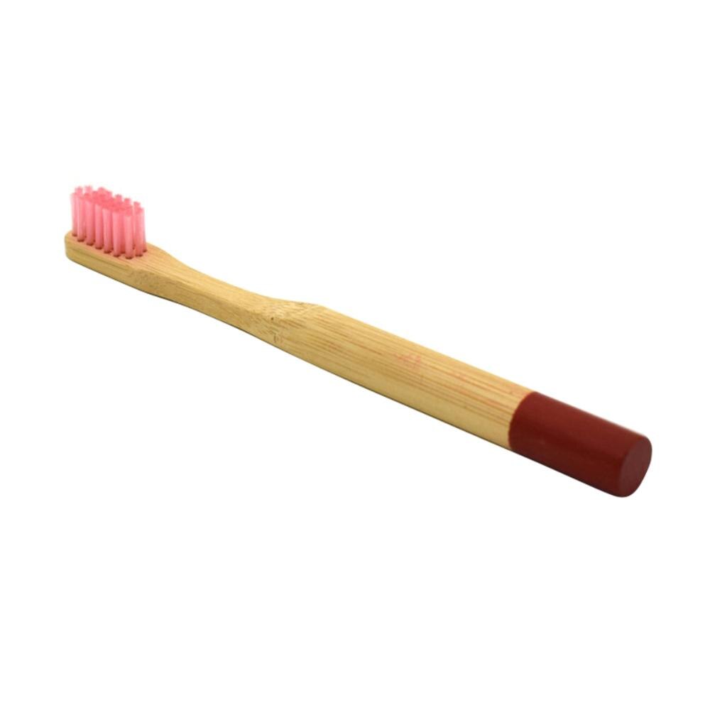 7 Item Children Bamboo Toothbrush Charcoal Eco-friendly Natural brush Low Carbon Bamboo Nylon Wood Handle Toothbrush: Pink