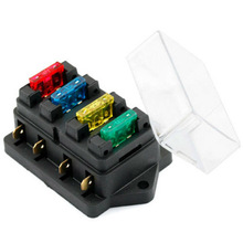 Universal 4 Way Fuse ATO Blade Fuse Box Block Holder Car 4 Way Circuit Standard For 22mm Handlebar motorcycles e-bikes