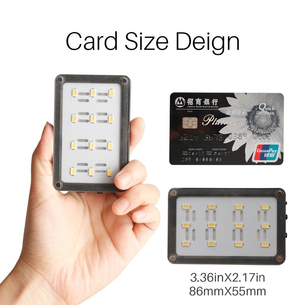 Ulanzi CardLite Mini LED Video Light Camera Light Dimmable Portable 5500K Photography Lighting Fill Light for iPhone Android
